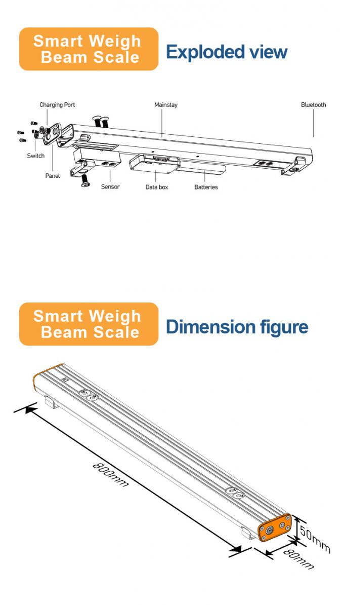 Scala industriale Bluetooth per paletti, Scala di pesatura a barre 1500 kg Scala portatile a trave 2