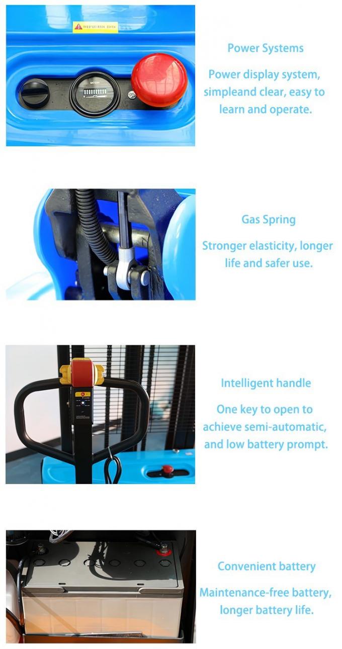 Reach Pedestrian Stacker Truck, Electric Stacker Pallet Jack 1,5 tonnellate batteria pallet stacker 1