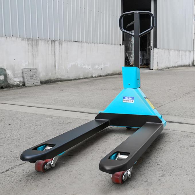 Camionino a pallet a mano blu 2500kg, pallet jack manuale con stampante 0