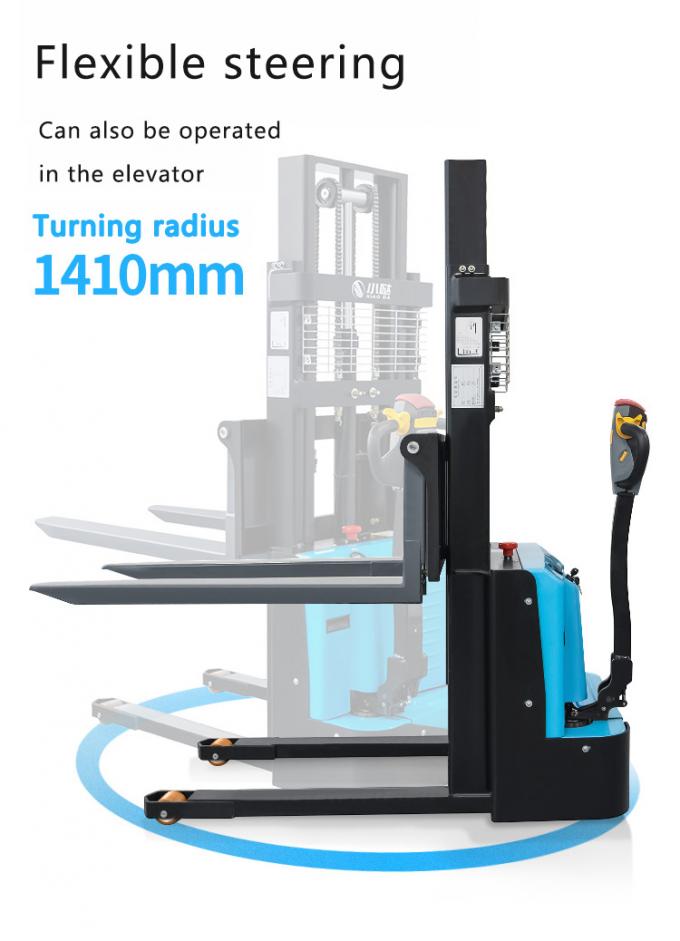 Pedonale Stand On Palet Stacker stacker elettrico completo pallet raggiungere walkie stacker 3